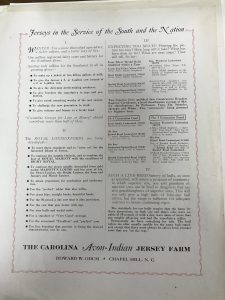 An ad placed by Howard W. Odum urging others to take up dairy cow breeding.